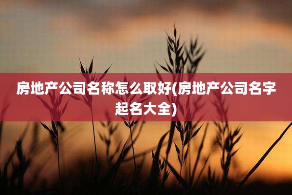房地产公司名称怎么取好(房地产公司名字起名大全)