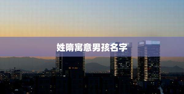 姓隋寓意男孩名字