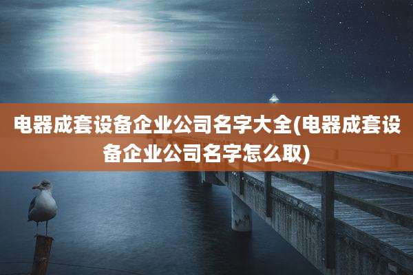 电器成套设备企业公司名字大全(电器成套设备企业公司名字怎么取)