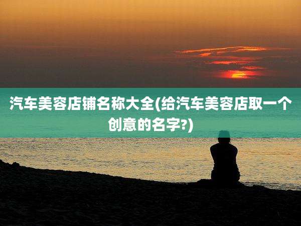 汽车美容店铺名称大全(给汽车美容店取一个创意的名字?)