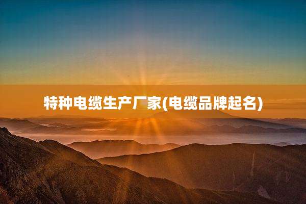 特种电缆生产厂家(电缆品牌起名)