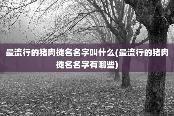 最流行的猪肉摊名名字叫什么(最流行的猪肉摊名名字有哪些)
