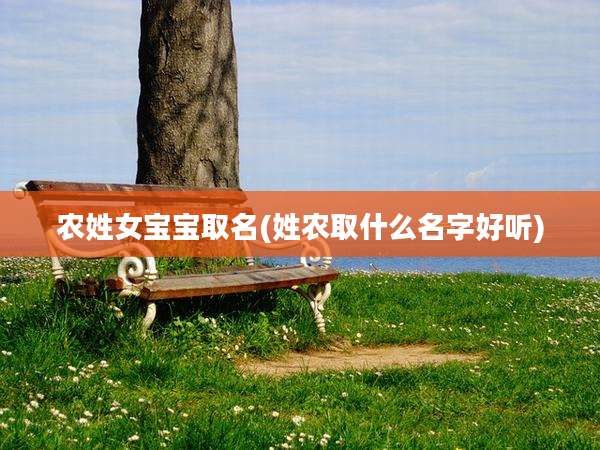 农姓女宝宝取名(姓农取什么名字好听)