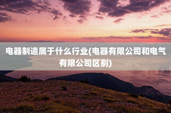 电器制造属于什么行业(电器有限公司和电气有限公司区别)