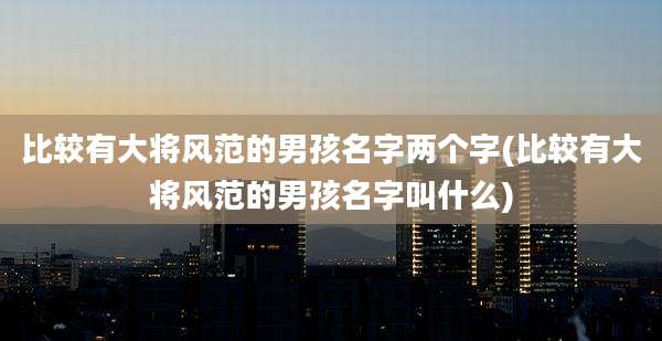 比较有大将风范的男孩名字两个字(比较有大将风范的男孩名字叫什么)