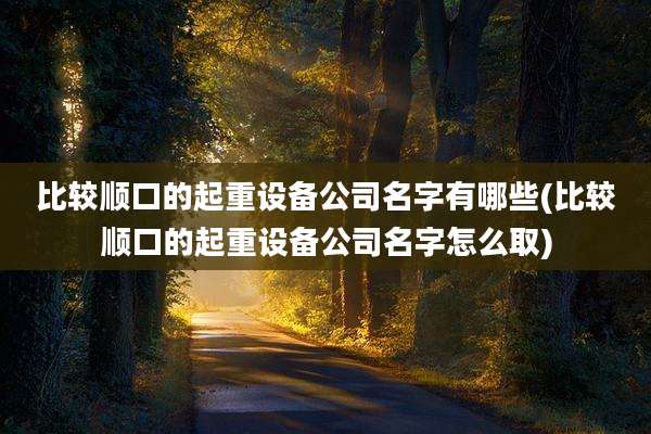 比较顺口的起重设备公司名字有哪些(比较顺口的起重设备公司名字怎么取)