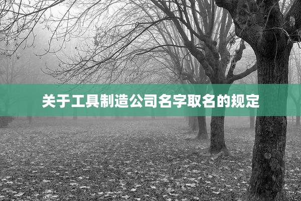 关于工具制造公司名字取名的规定