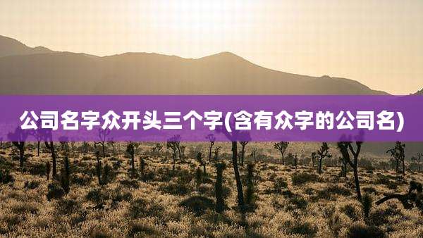 公司名字众开头三个字(含有众字的公司名)