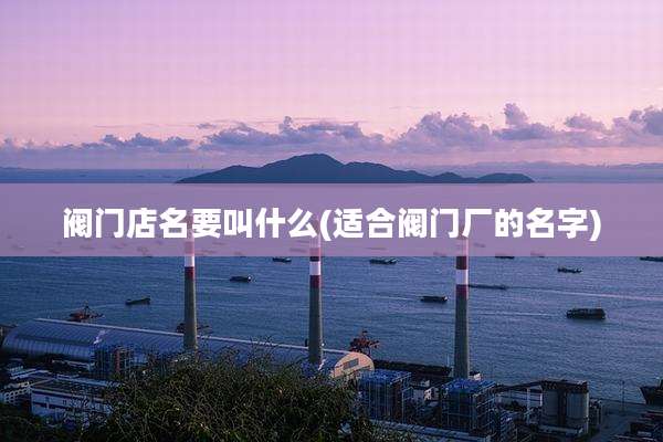 阀门店名要叫什么(适合阀门厂的名字)