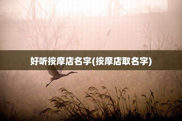 好听按摩店名字(按摩店取名字)
