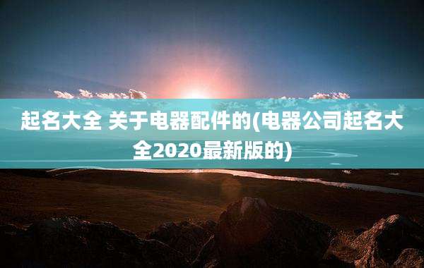 起名大全 关于电器配件的(电器公司起名大全2020最新版的)