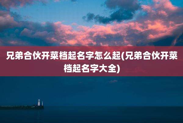 兄弟合伙开菜档起名字怎么起(兄弟合伙开菜档起名字大全)