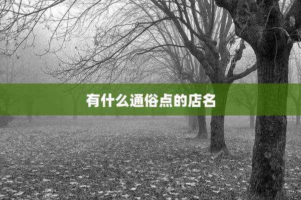 有什么通俗点的店名