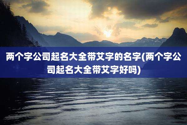 两个字公司起名大全带艾字的名字(两个字公司起名大全带艾字好吗)