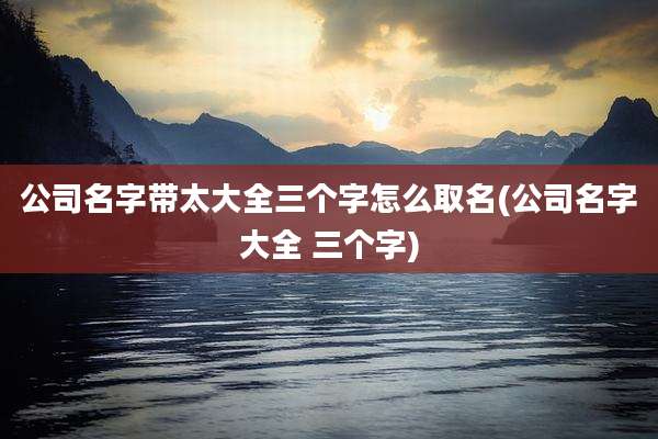 公司名字带太大全三个字怎么取名(公司名字大全 三个字)