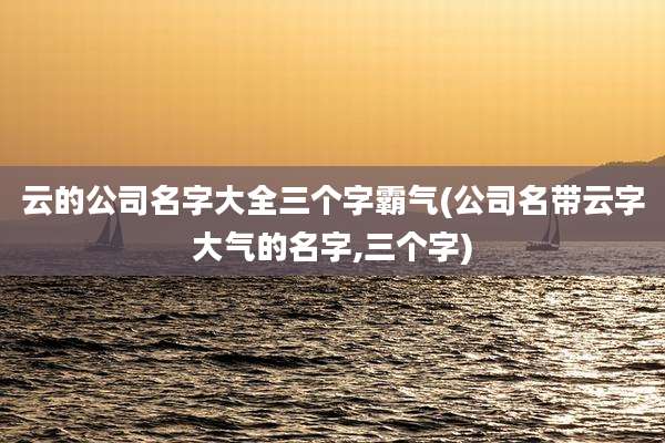 云的公司名字大全三个字霸气(公司名带云字大气的名字,三个字)