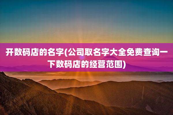 开数码店的名字(公司取名字大全免费查询一下数码店的经营范围)