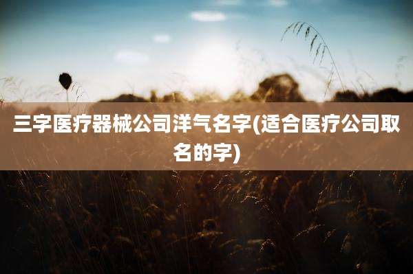 三字医疗器械公司洋气名字(适合医疗公司取名的字)