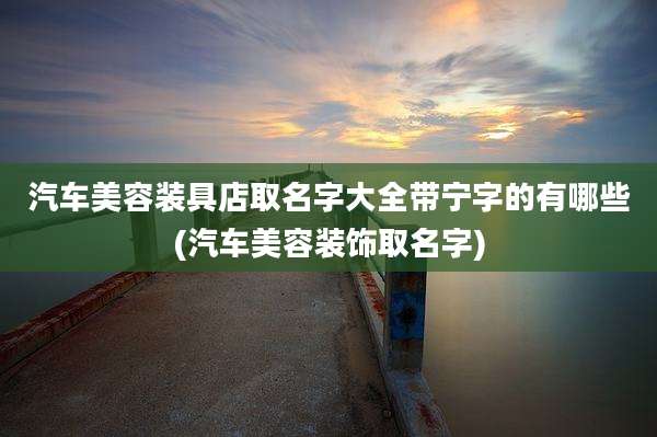 汽车美容装具店取名字大全带宁字的有哪些(汽车美容装饰取名字)