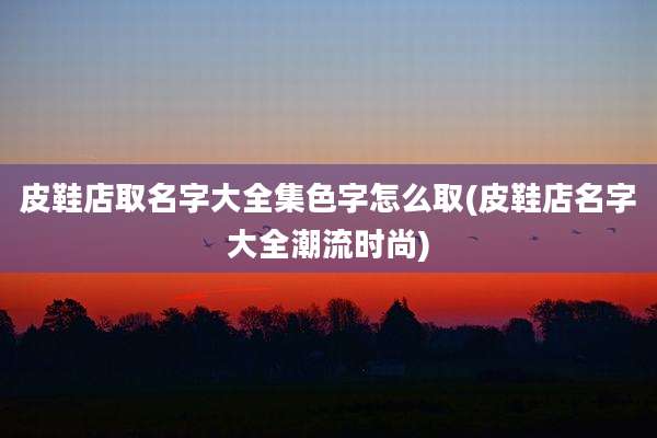 皮鞋店取名字大全集色字怎么取(皮鞋店名字大全潮流时尚)