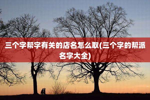 三个字帮字有关的店名怎么取(三个字的帮派名字大全)
