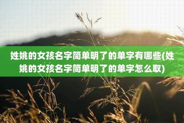 姓姚的女孩名字简单明了的单字有哪些(姓姚的女孩名字简单明了的单字怎么取)