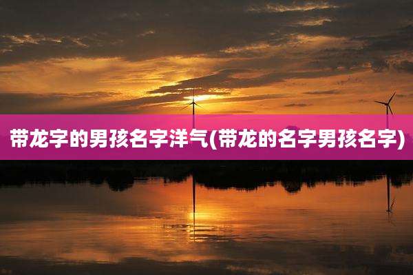 带龙字的男孩名字洋气(带龙的名字男孩名字)
