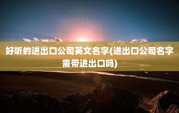 好听的进出口公司英文名字(进出口公司名字需带进出口吗)