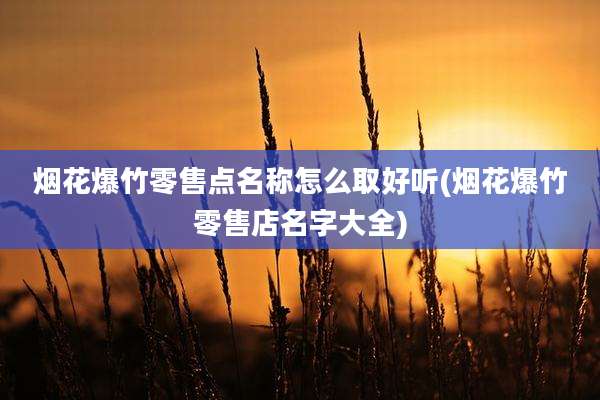烟花爆竹零售点名称怎么取好听(烟花爆竹零售店名字大全)