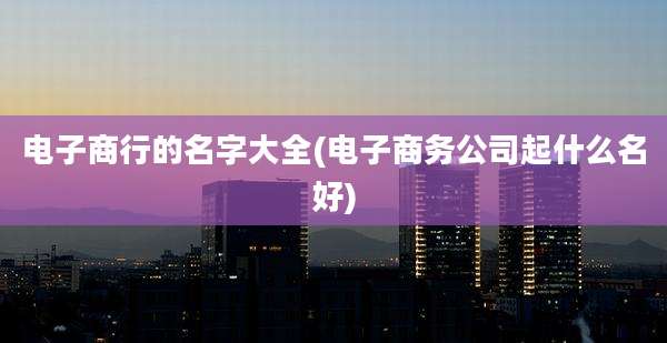 电子商行的名字大全(电子商务公司起什么名好)