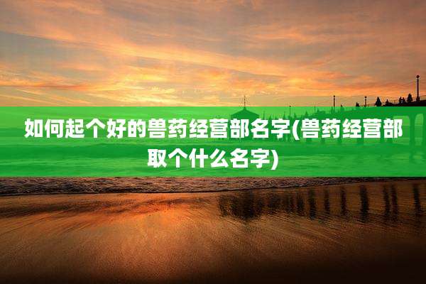 如何起个好的兽药经营部名字(兽药经营部取个什么名字)