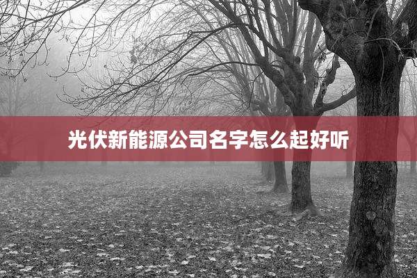 光伏新能源公司名字怎么起好听