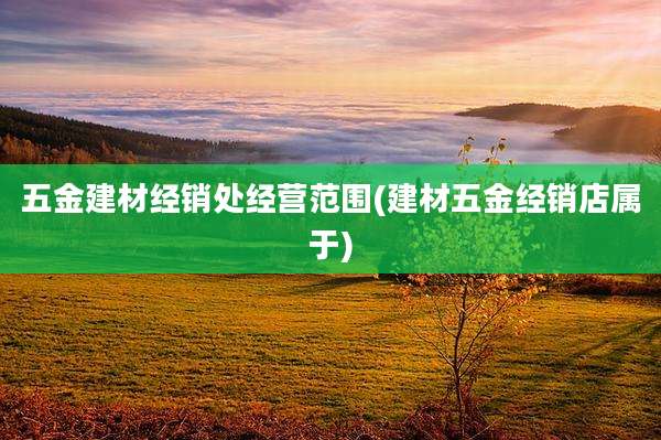 五金建材经销处经营范围(建材五金经销店属于)