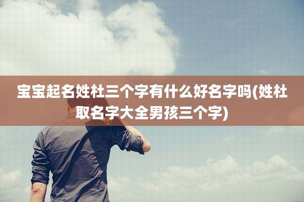 宝宝起名姓杜三个字有什么好名字吗(姓杜取名字大全男孩三个字)