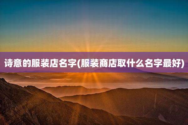 诗意的服装店名字(服装商店取什么名字最好)