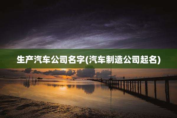 生产汽车公司名字(汽车制造公司起名)