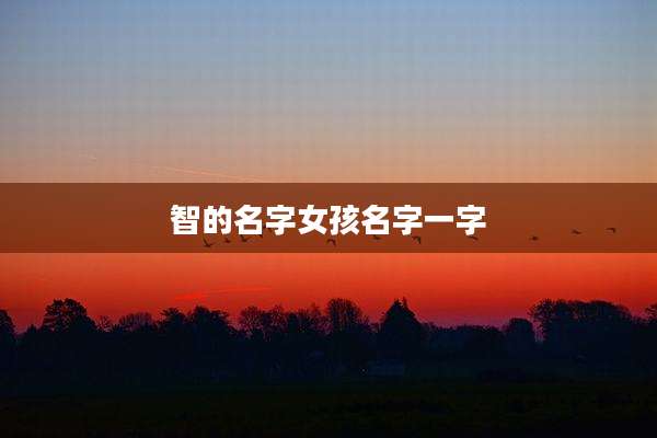 智的名字女孩名字一字