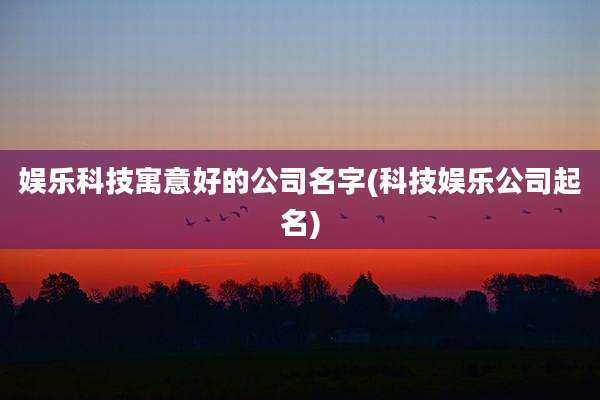 娱乐科技寓意好的公司名字(科技娱乐公司起名)
