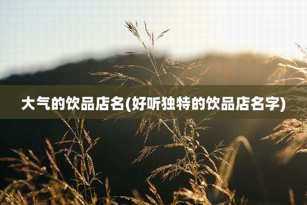 大气的饮品店名(好听独特的饮品店名字)