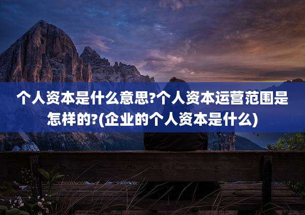个人资本是什么意思?个人资本运营范围是怎样的?(企业的个人资本是什么)