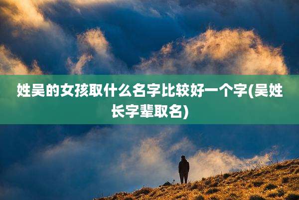 姓吴的女孩取什么名字比较好一个字(吴姓长字辈取名)