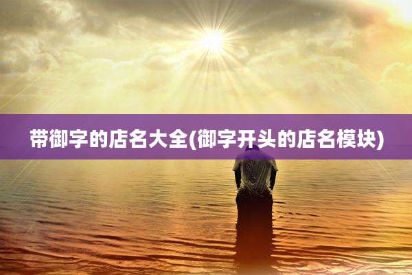 带御字的店名大全(御字开头的店名模块)