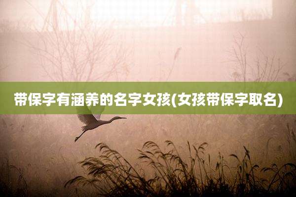带保字有涵养的名字女孩(女孩带保字取名)