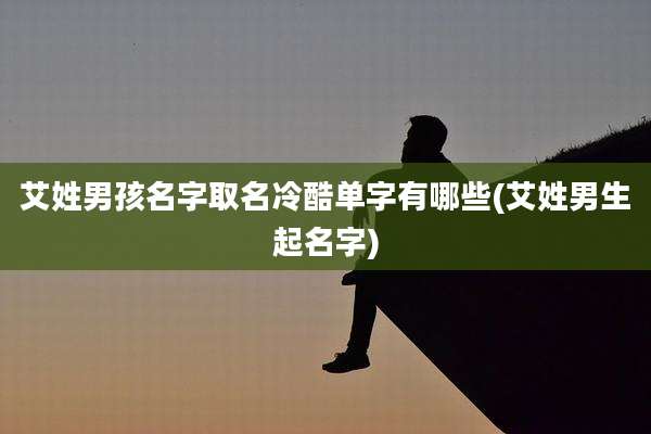 艾姓男孩名字取名冷酷单字有哪些(艾姓男生起名字)