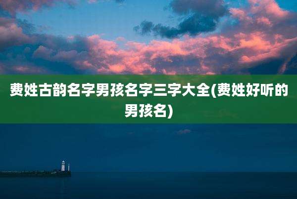 费姓古韵名字男孩名字三字大全(费姓好听的男孩名)