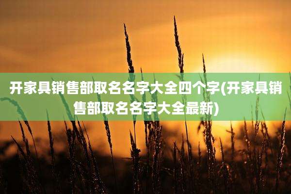 开家具销售部取名名字大全四个字(开家具销售部取名名字大全最新)
