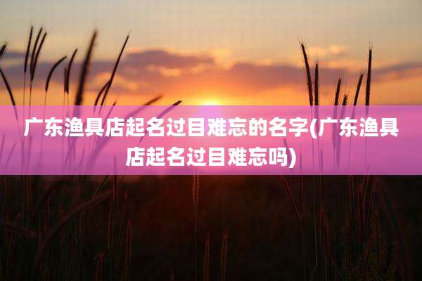 广东渔具店起名过目难忘的名字(广东渔具店起名过目难忘吗)