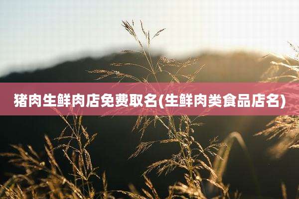 猪肉生鲜肉店免费取名(生鲜肉类食品店名)