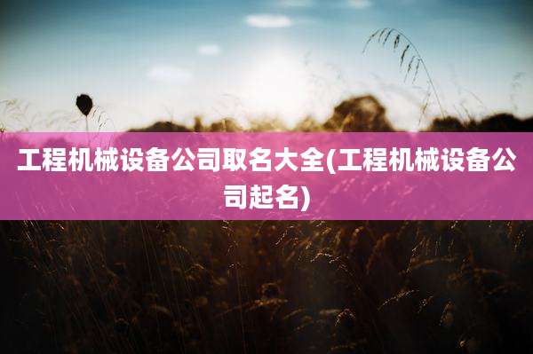 工程机械设备公司取名大全(工程机械设备公司起名)