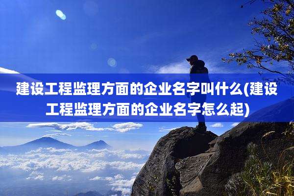 建设工程监理方面的企业名字叫什么(建设工程监理方面的企业名字怎么起)